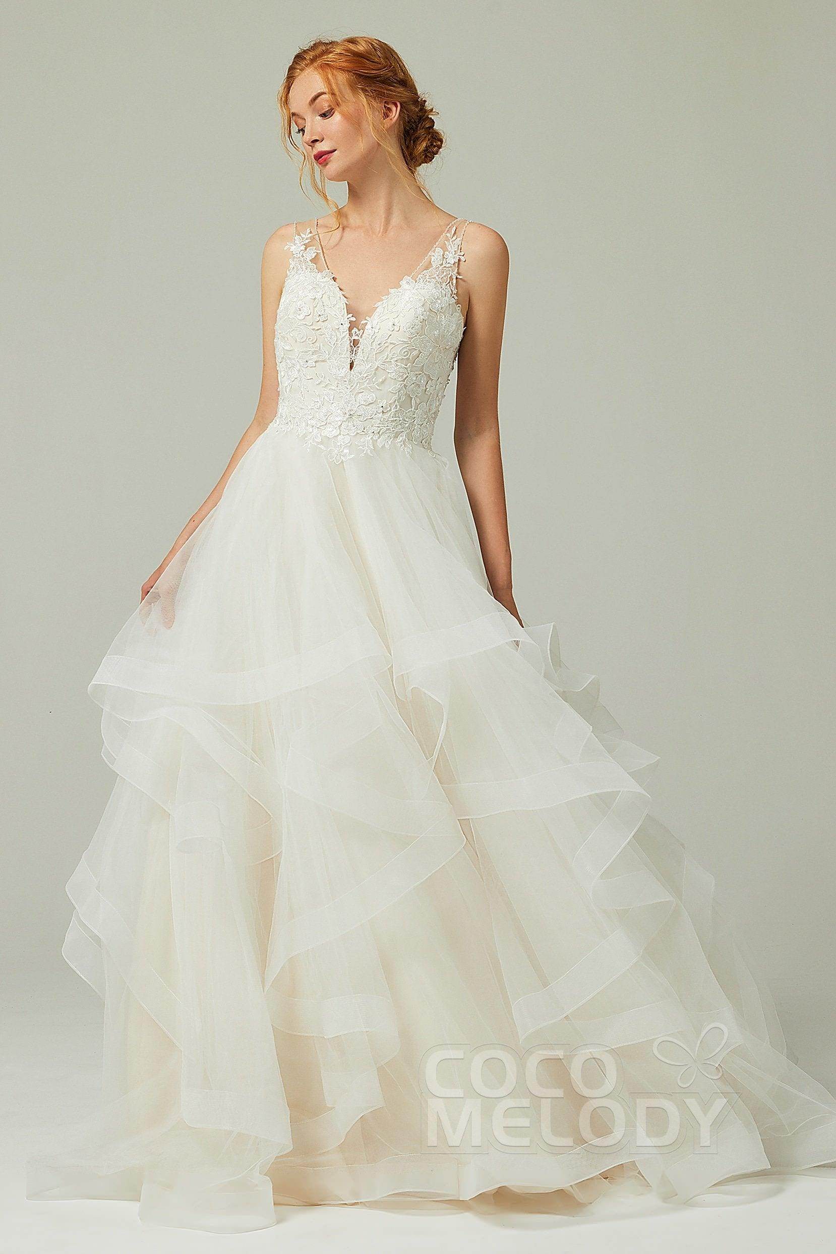 A-Line Court Train Tulle Wedding Dress CW2179 - COCOMELODY